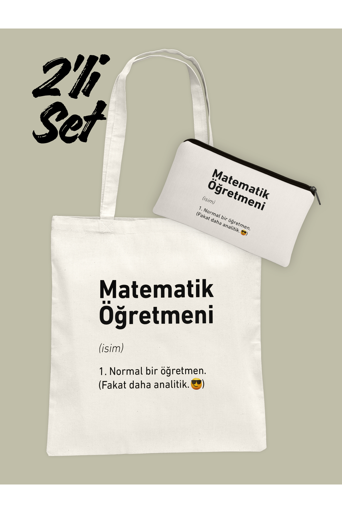 Hayali Şeyler Öğretmene Özel Bez Çanta ve Clutch 2’li Set