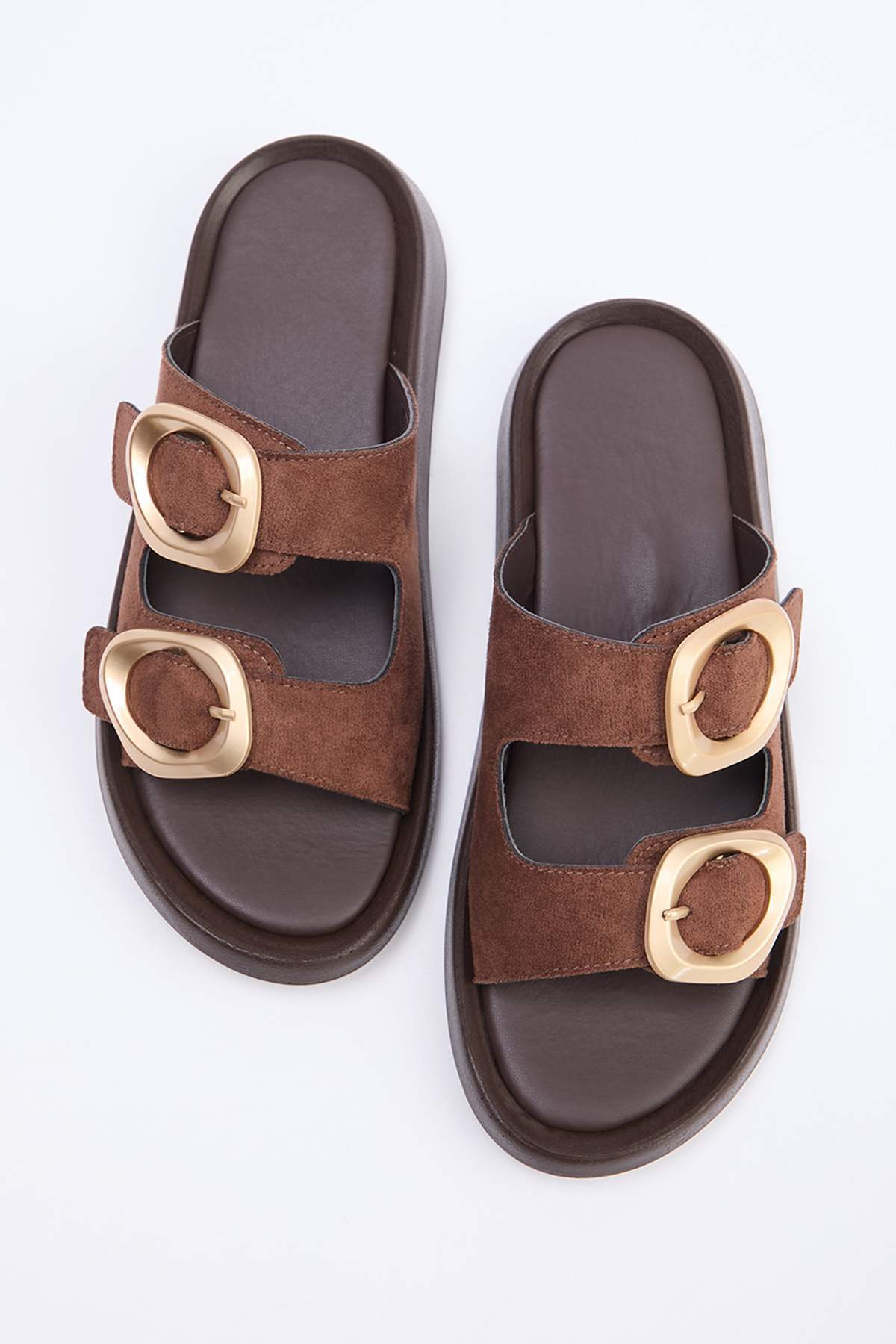 TRENDYOL SHOES Dunkelbraune Damenhausschuhe TAKSS26TE00034