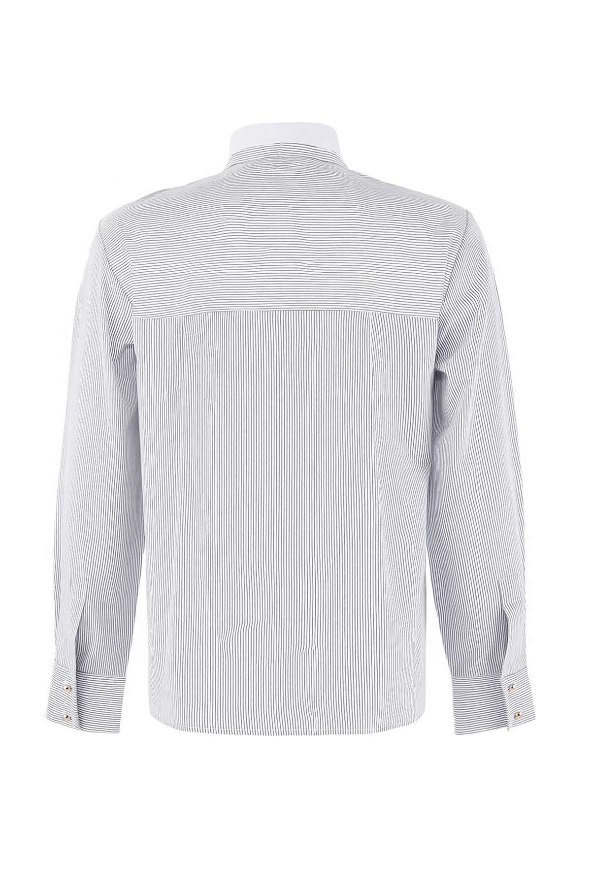 Trendyolmilla  Çok Renkli Çizgili Bağlama Detaylı Geniş Kalıp/Oversize Gömlek TWOSS26GO00070 - Görsel 6