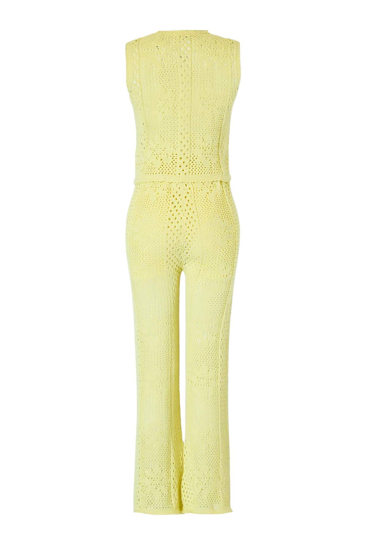 Trendyolmilla  Sarı Triko Uzun 100% Pamuk Plaj Yelek Pantolon Takım TBESS26AU00019 - Görsel 6