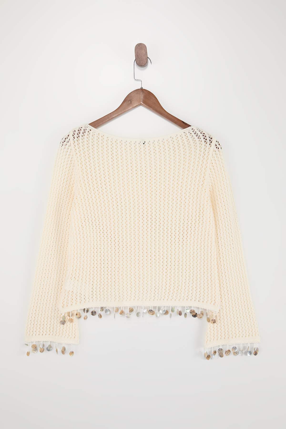 Trendyolmilla  Taş Etek Ucu Taş Detaylı Kayık Yaka Triko Kazak TWOSS26KZ00002 - Görsel 3