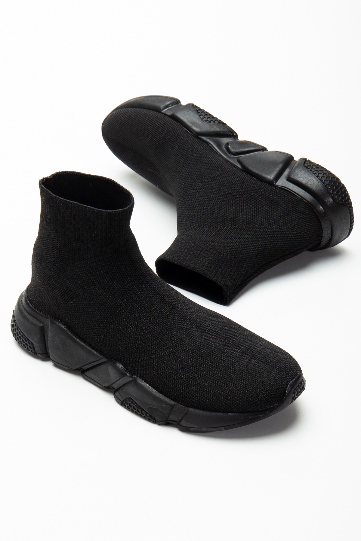 Mirkada Unisex Siyah Çorap Model Bilekli Triko Bağcıksız Sneaker Yürüyüş Spor Ayakkabı Rahat Kalıp görsel 4