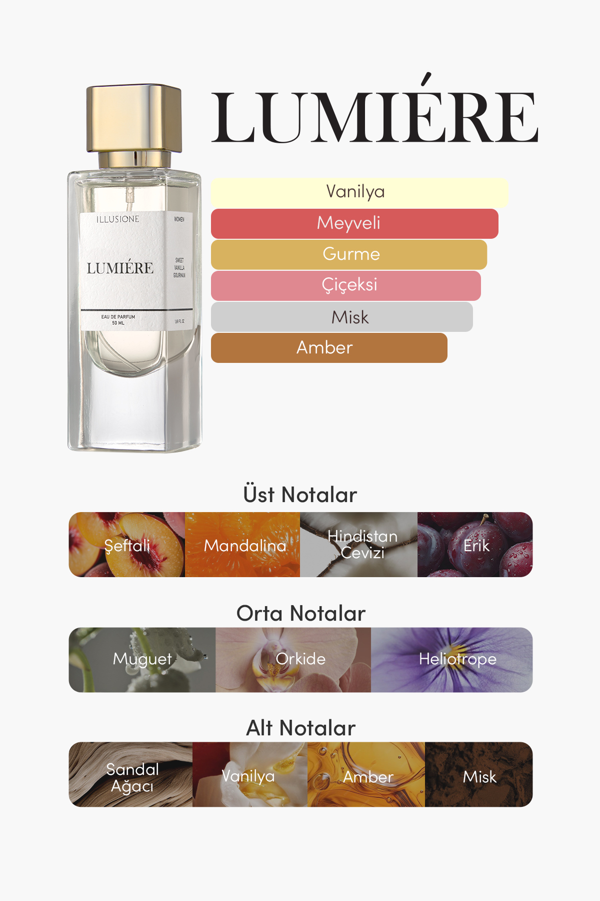 Lumiére Edp Kadın Parfüm 50ml | Tatlı - Vanilya - Gurme | Narenciye, Müge, Orkide, Misk — IPW006 — تصویر 6 از 9