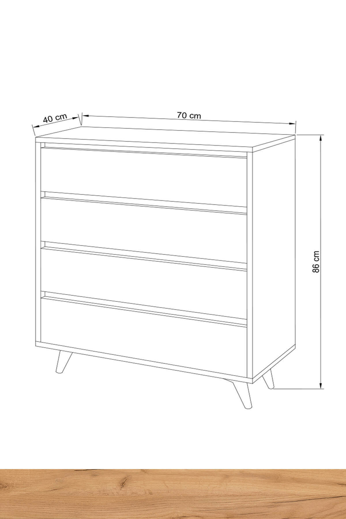 Genel Markalar Suvera 4 Çekmeceli Şifonyer MEŞE-BEYAZ fotoğrafı 4 (önizleme)