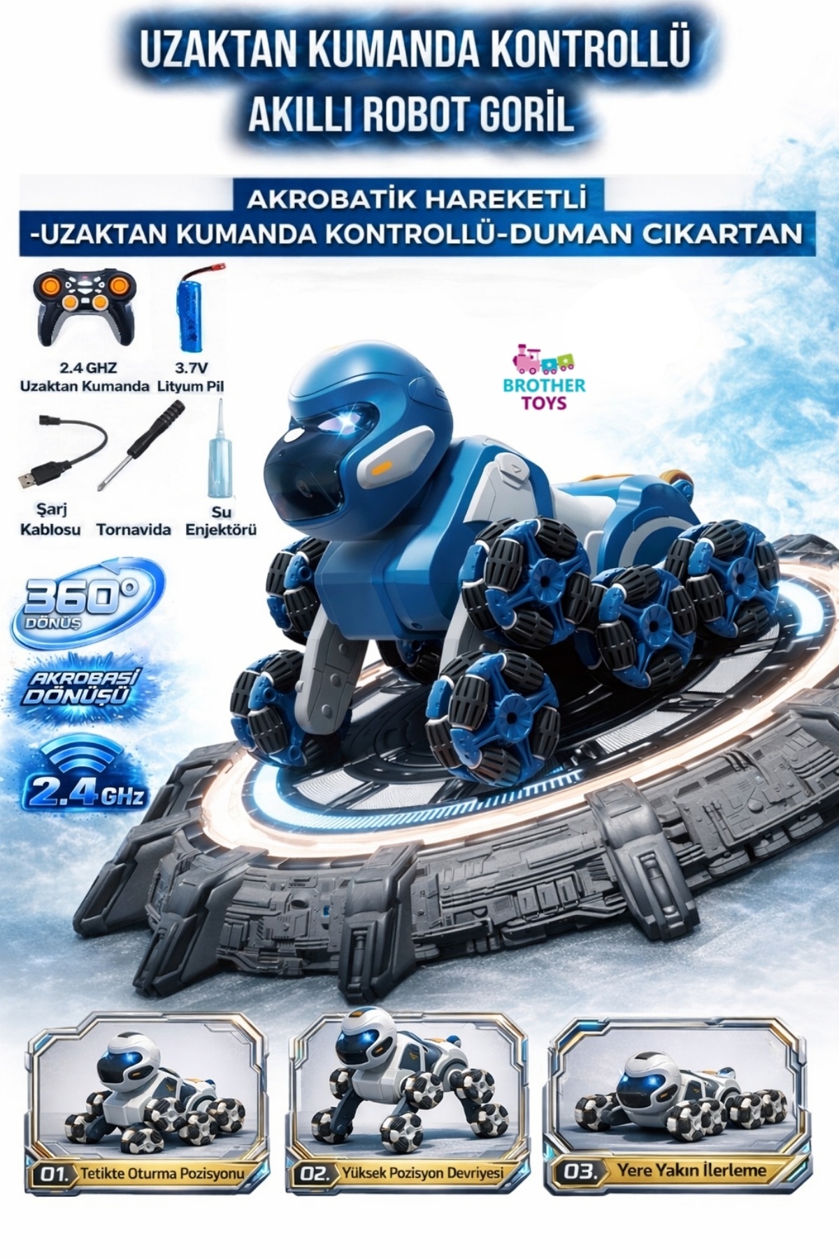 Brother Toys Buhar Çıkaran 8 Tekerlekli Full Fonksiyon Şarjlı