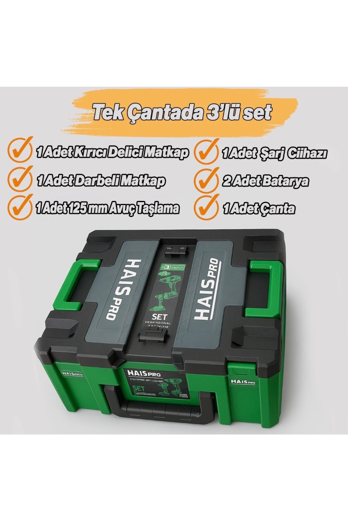 Hais Pro RB-01 Profesyonel 21 V Akülü El Aletleri Seti 3'lü Set