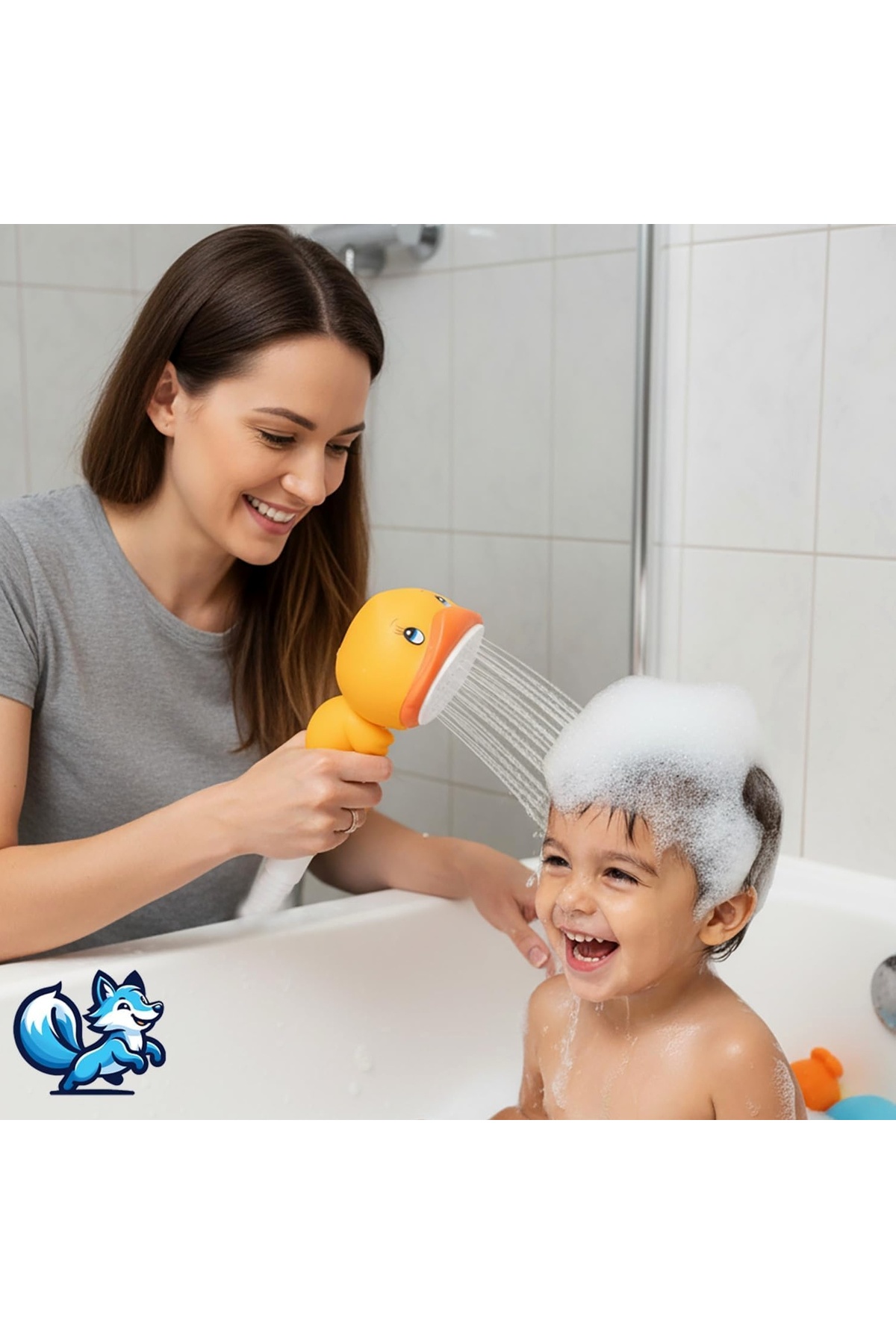 Hype Store Bluefox Sevimli Hayvan Figürlü Bebek Duş Başlığı – Annelerin Yardımcısı Eğitici Banyo Oyuncağı, Kola fotoğrafı 3 (önizleme)