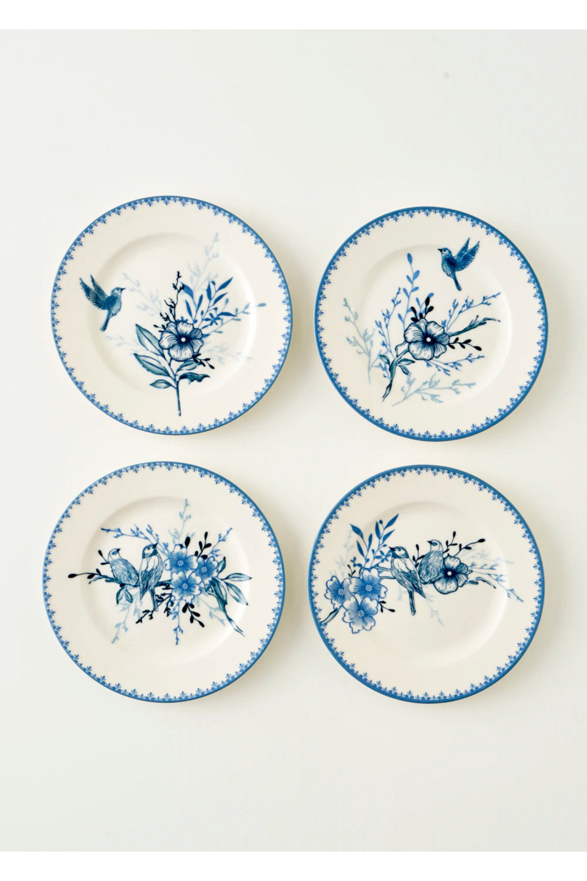 Bleu Blanc Porcelain 4-Piece Cake Plate Blue (21 cm)