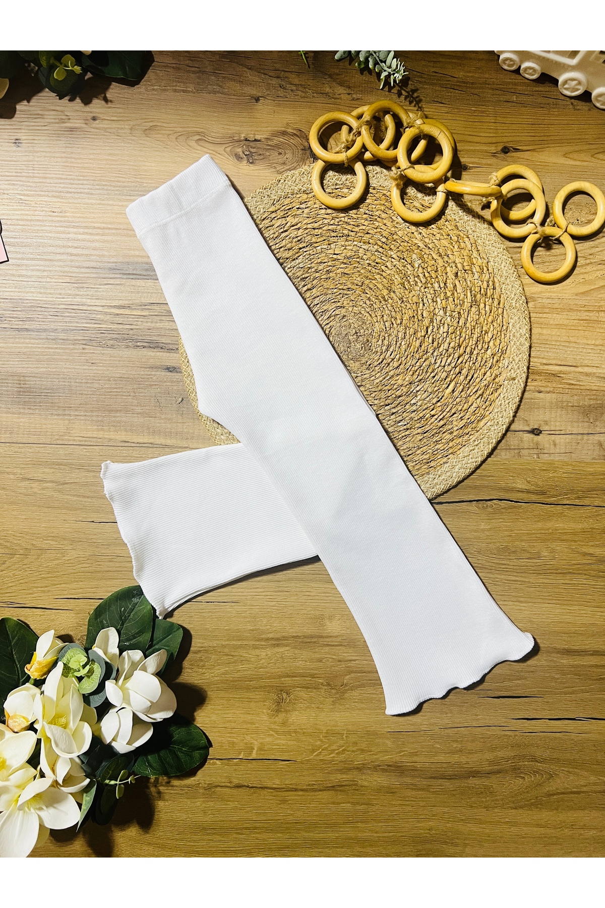 Babyelisco Kız çocuk pamuklu kaşkorse ispanyol paça tayt beyaz 1-12 yaş fotoğrafı 2 (önizleme)