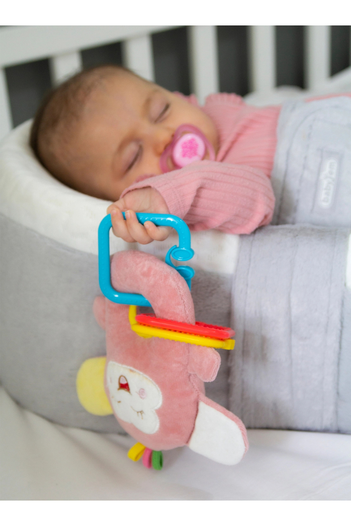 Babyjem Sevimli Maymun Peluş Çıngırak / Gül Kurusu fotoğrafı 3 (önizleme)