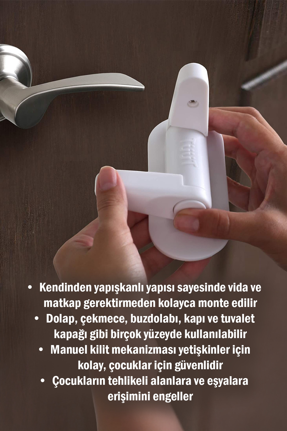omilife Manuel Çocuk Kapı Kilidi Kendinden Yapışkanlı Bebek Emniyet Kilidi Pratik Çok Fonksiyonlu Kilit fotoğrafı 7 (önizleme)