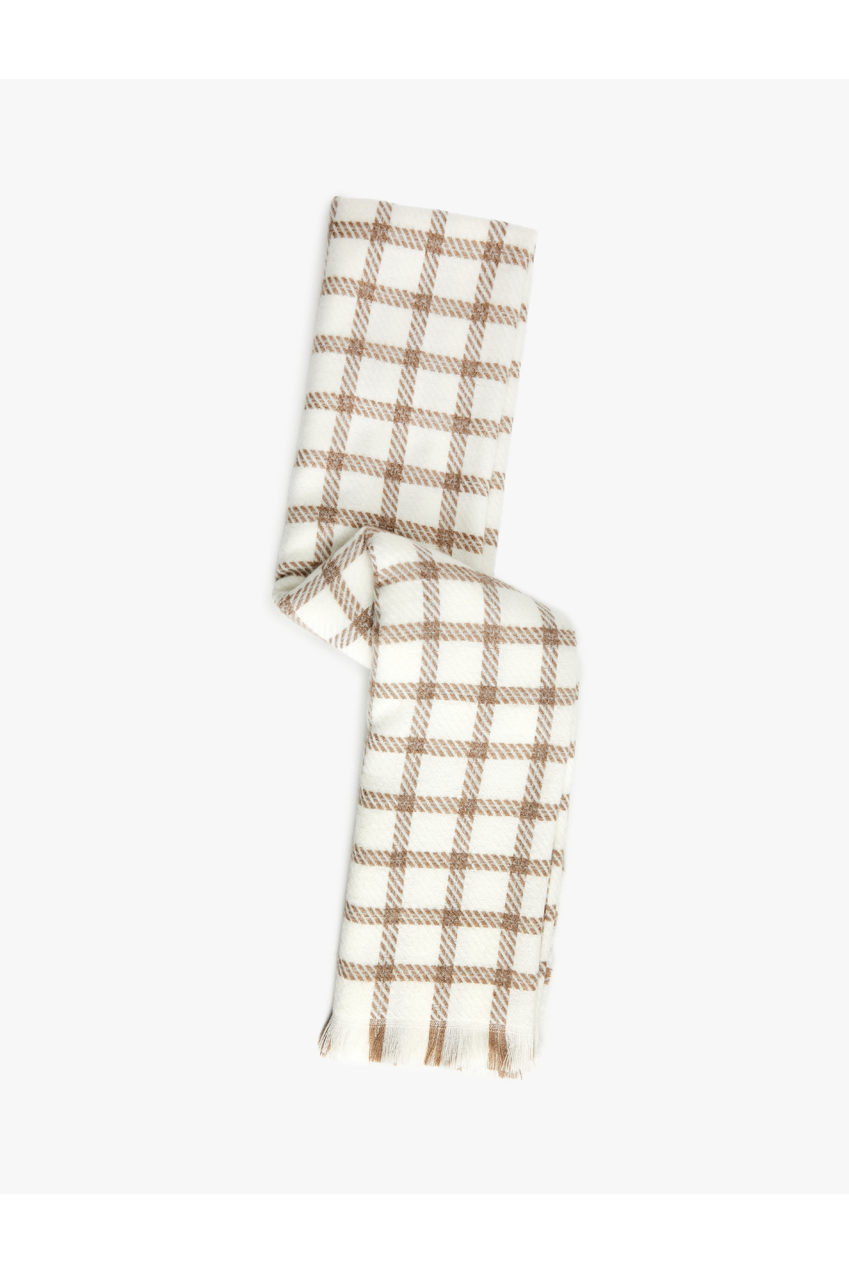 Koton  Ekose Desenli Püsküllü Uzun Atkı - Görsel 2