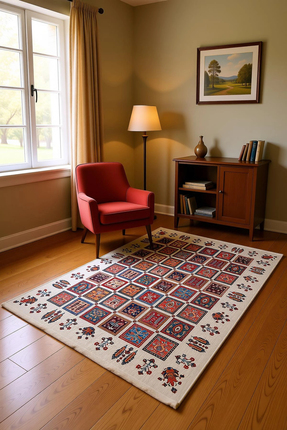 BLGHOME Etnik Desen Renkli Modern Halı Dekoratif Kilim