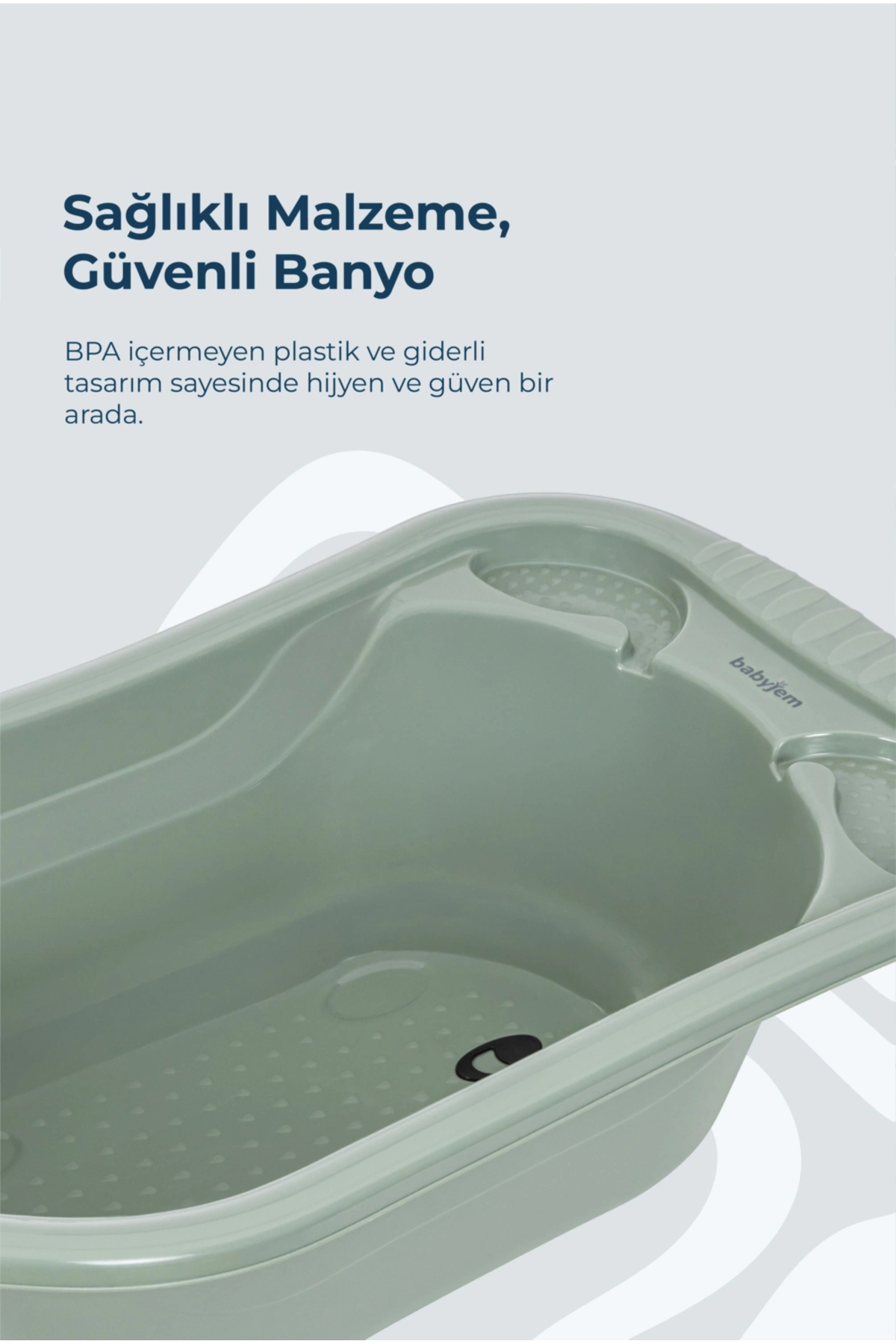 Babyjem Ayaklı Küvet Seti 7 Parça Soft Yeşil fotoğrafı 2 (önizleme)