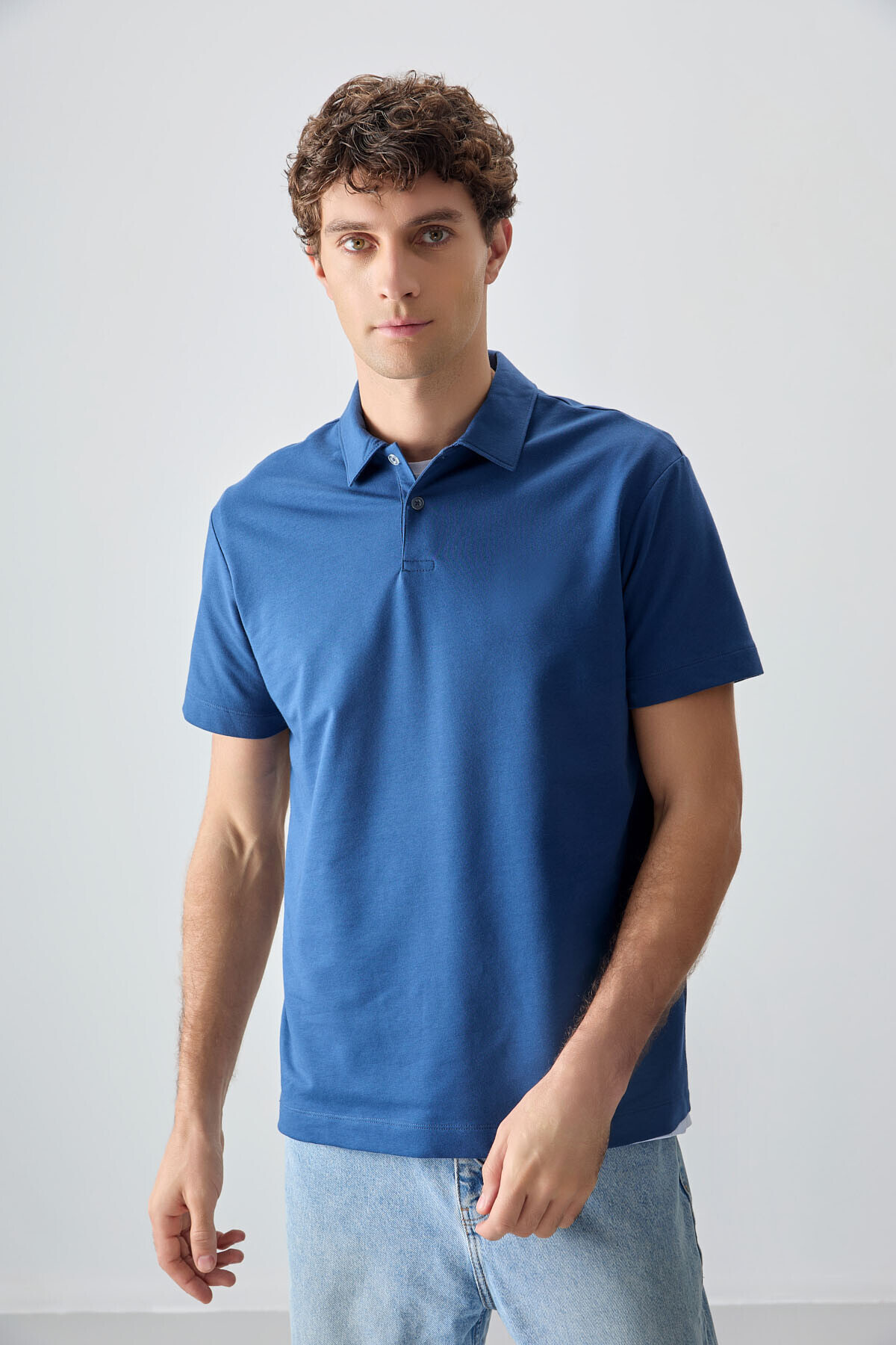 Parliament Cotton Thick Soft Textured Polo Neck Oversize Fit Basic Men's T-Shirt- 88381