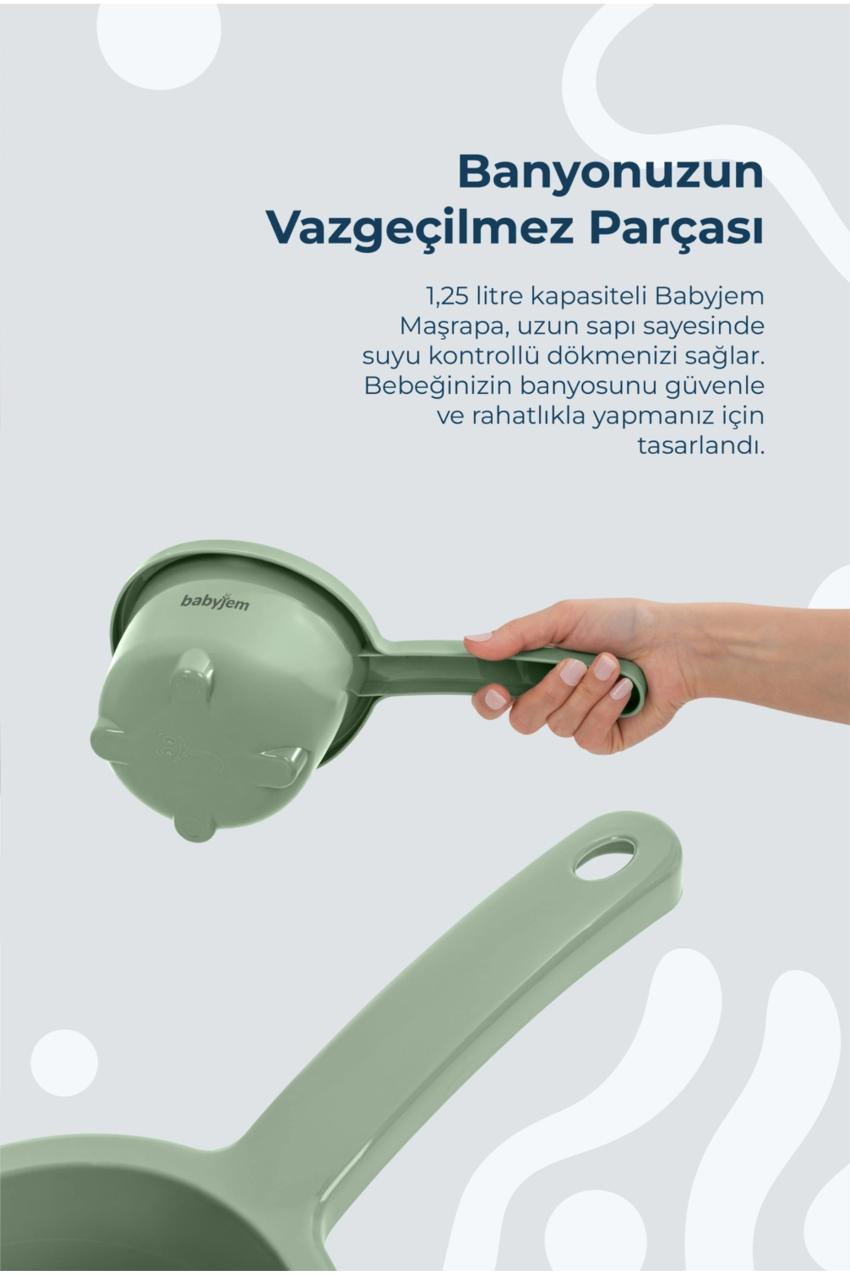 Babyjem Ayaklı Küvet Seti 7 Parça Soft Yeşil fotoğrafı 5 (önizleme)