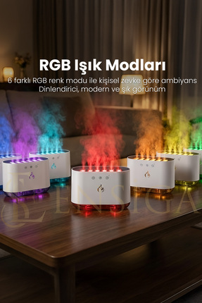 EN SİGA Ultrasonik Hava Nemlendirici Buhar Makinesi 6 Sprey Rgb Modlu Sese Du...