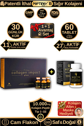 Dr.Sammy's Quarine Saç Vitamini + Collagen Impact Plus Avantaj Set (1 Aylık T...