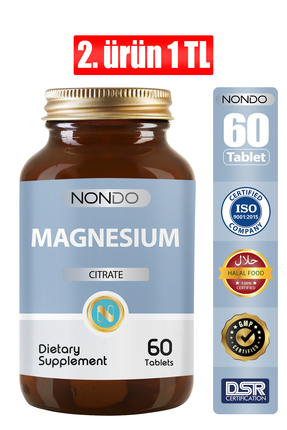 Nondo Magnezyum Sitrat 60 Tablet ( Mangesium Citrate Polivinilpırolidon )