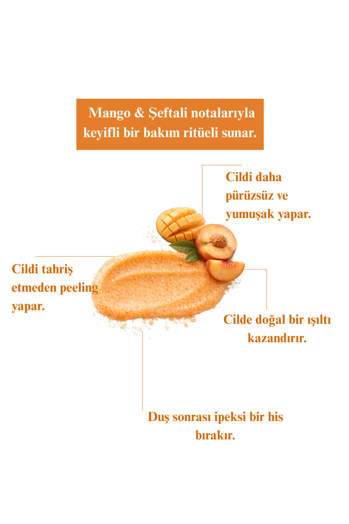 Mango & Şeftali Vücut Scrub – Hindistan Cevizi Yağlı, Batık Karşıtı 250ML — MangoŞeftali — تصویر 4 از 8