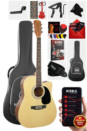 Maxword MCG-650NT Yüksek Kaliteli Ağaç Akustik Gitar Full Set
