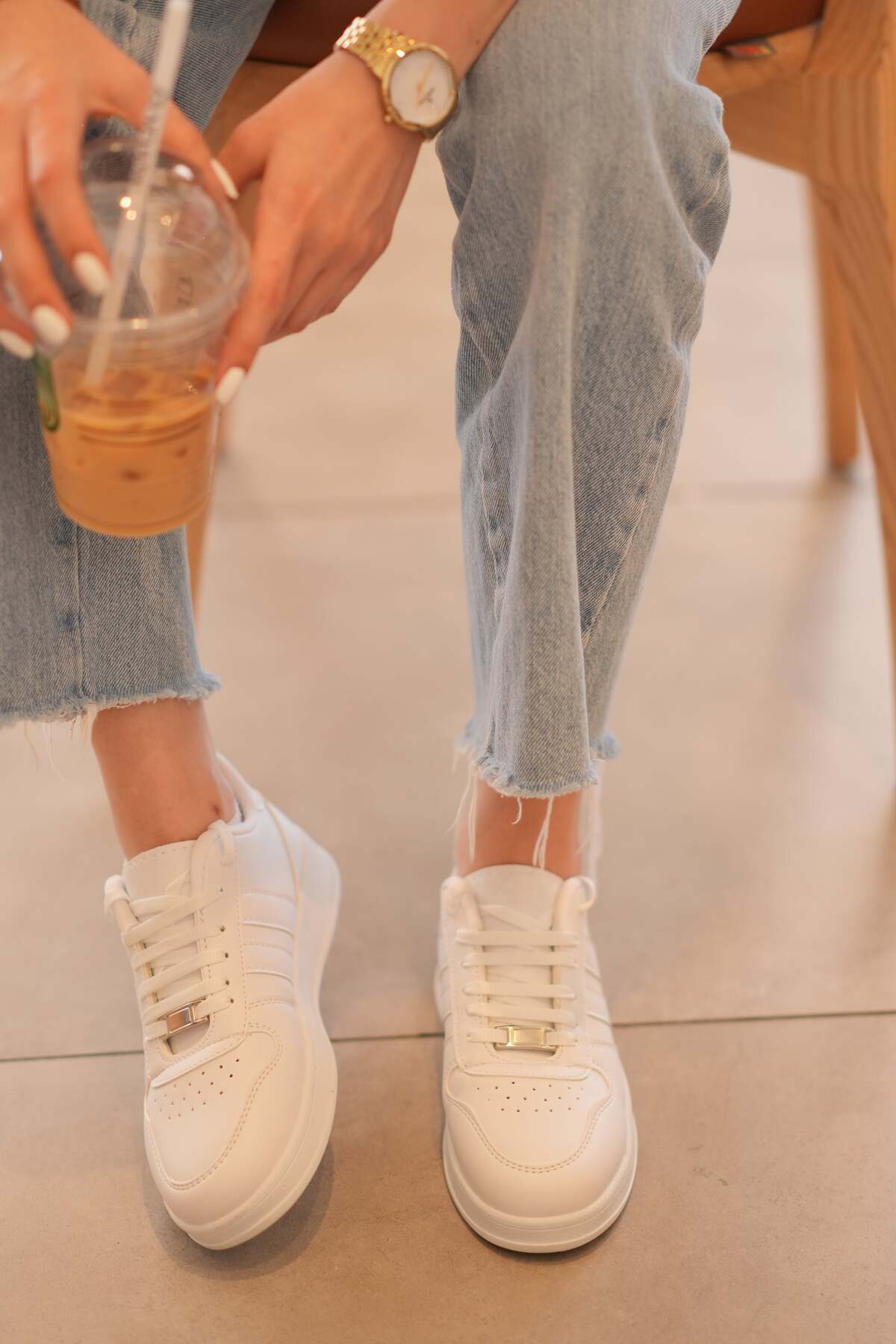 SOLAZER  KADIN BEYAZ GÜNLÜK SNEAKER - Görsel 3