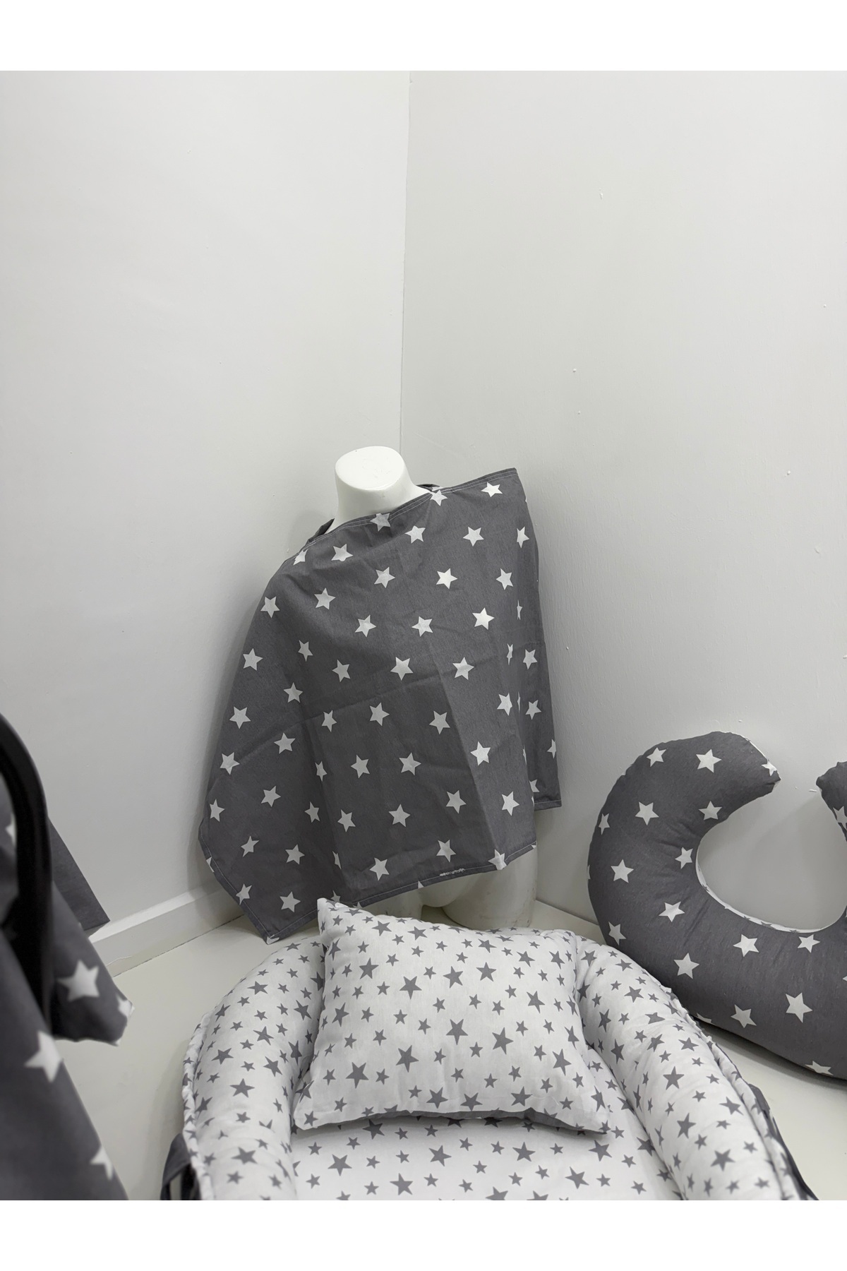 Balamira Babynest Gri Beyaz Yıldız 10 Lu Babynest Takımı fotoğrafı 7 (önizleme)