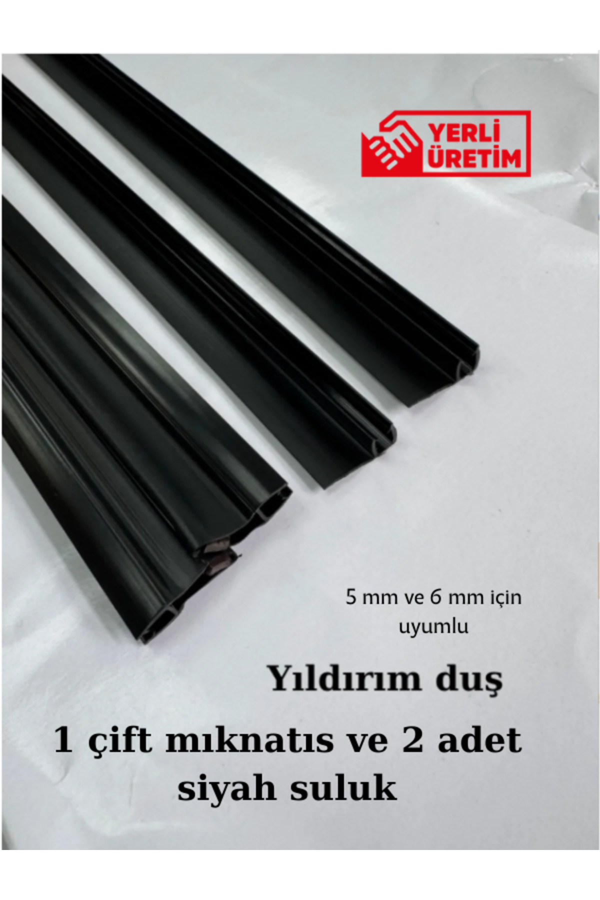 Black Shower Room Magnet Set and 2 Water Wicks 180 Cm