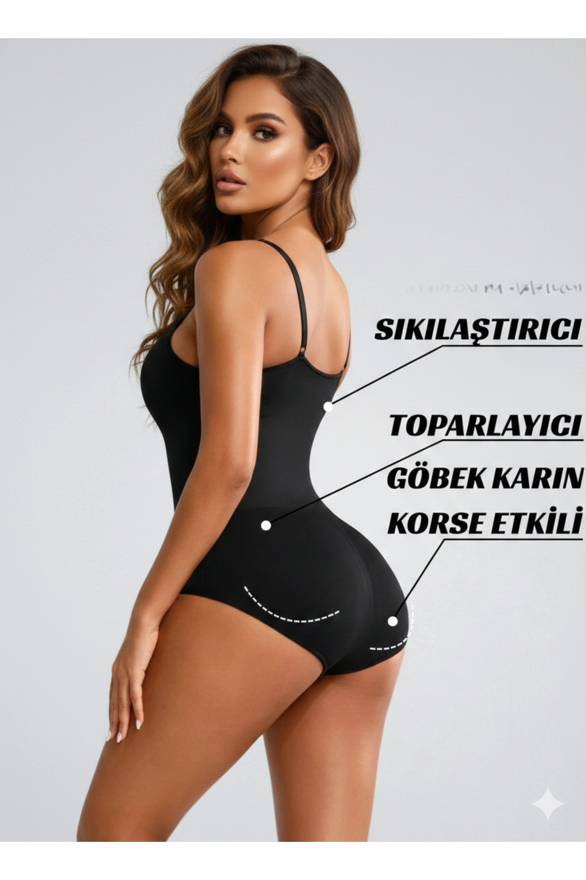 MİSTİRİK Mamey Alttan Kancalı Bölgesel Sıkılaştırıcı Korse Çıtçıtlı Karın Toparlayan Siyah Renk görsel 2