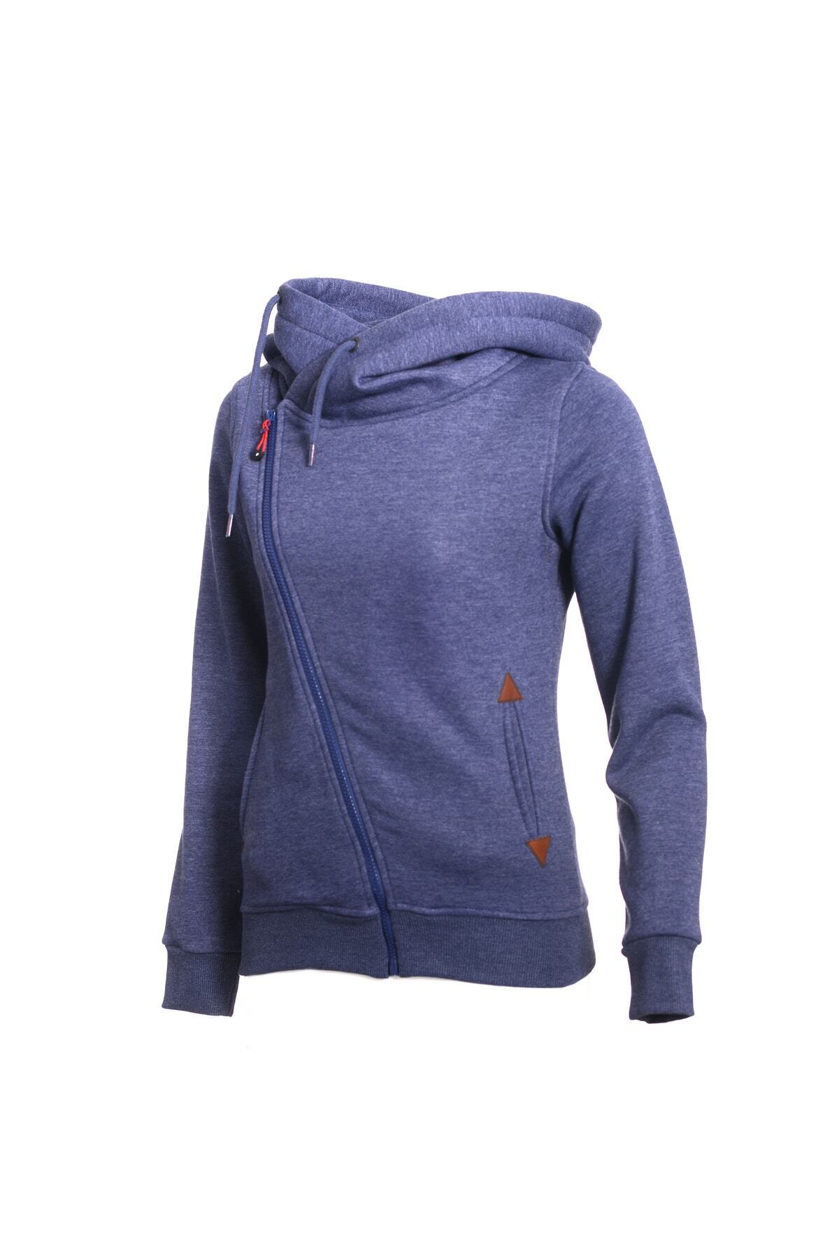Cresta Tam Fermuarlı Kapüşonlu Kadın Sweatshirt / Ceket Lacivert