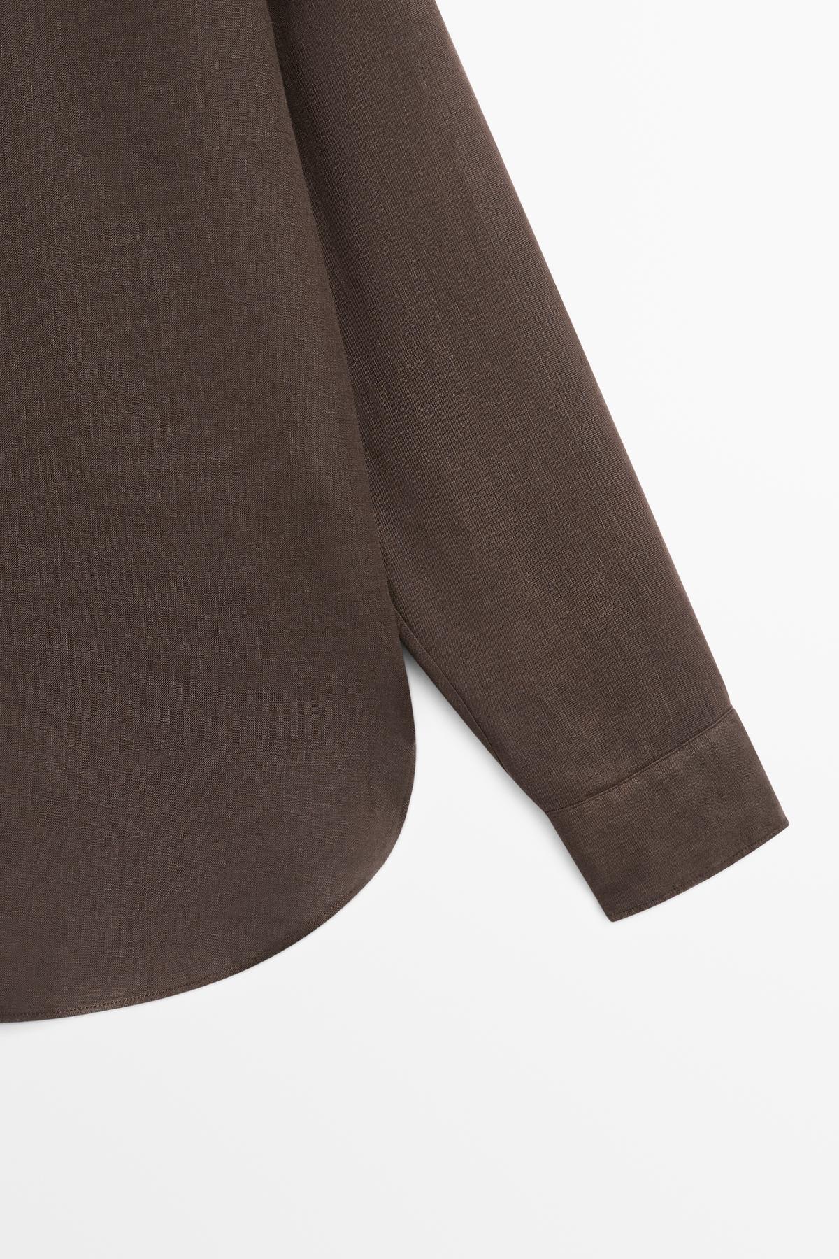 Massimo Dutti  Dökümlü %100 keten gömlek - Görsel 7