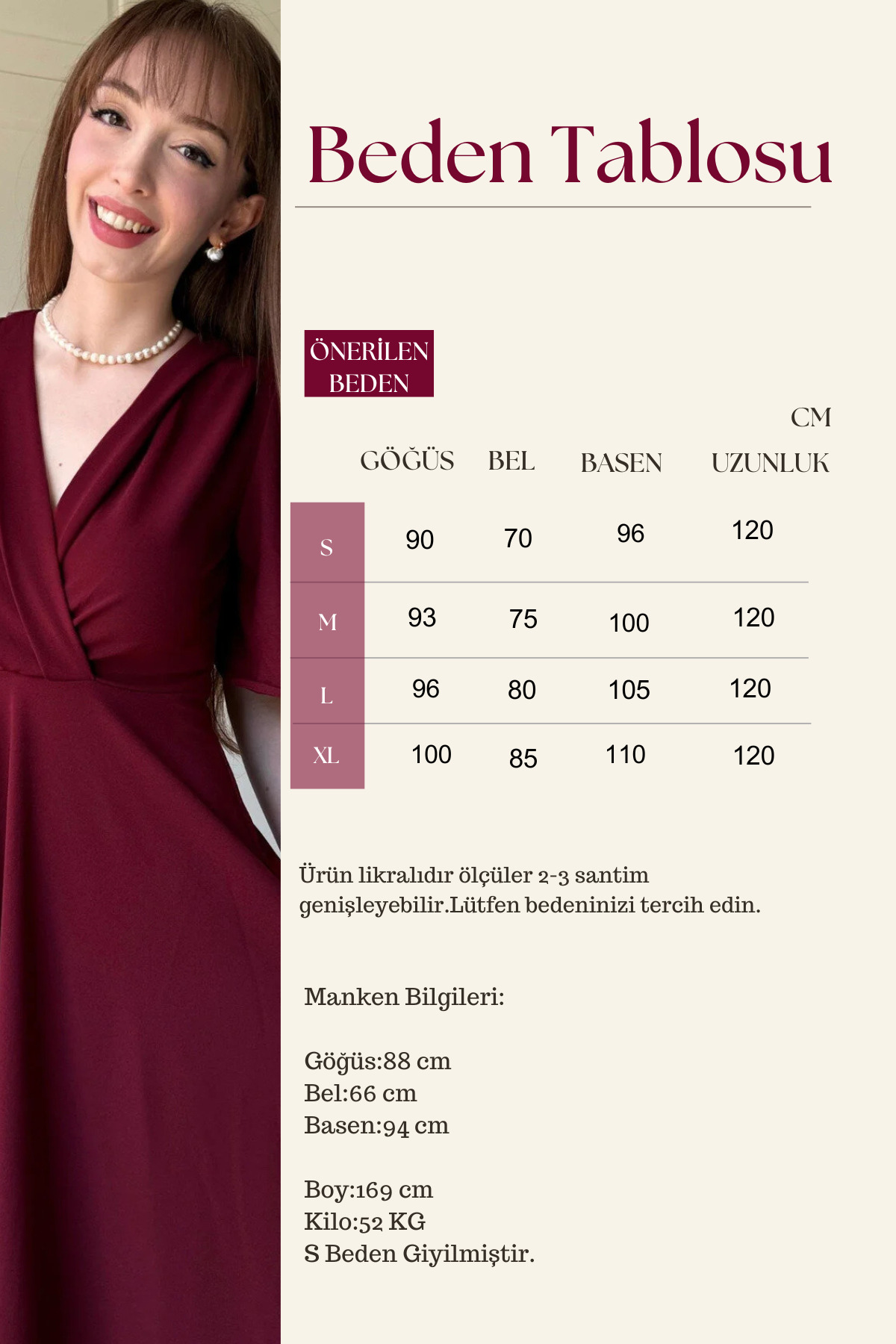 Dilay Gökoğlu Butik  Kruvaze Yaka Kolları Volanlı Midi Bordo Elbise - Görsel 2