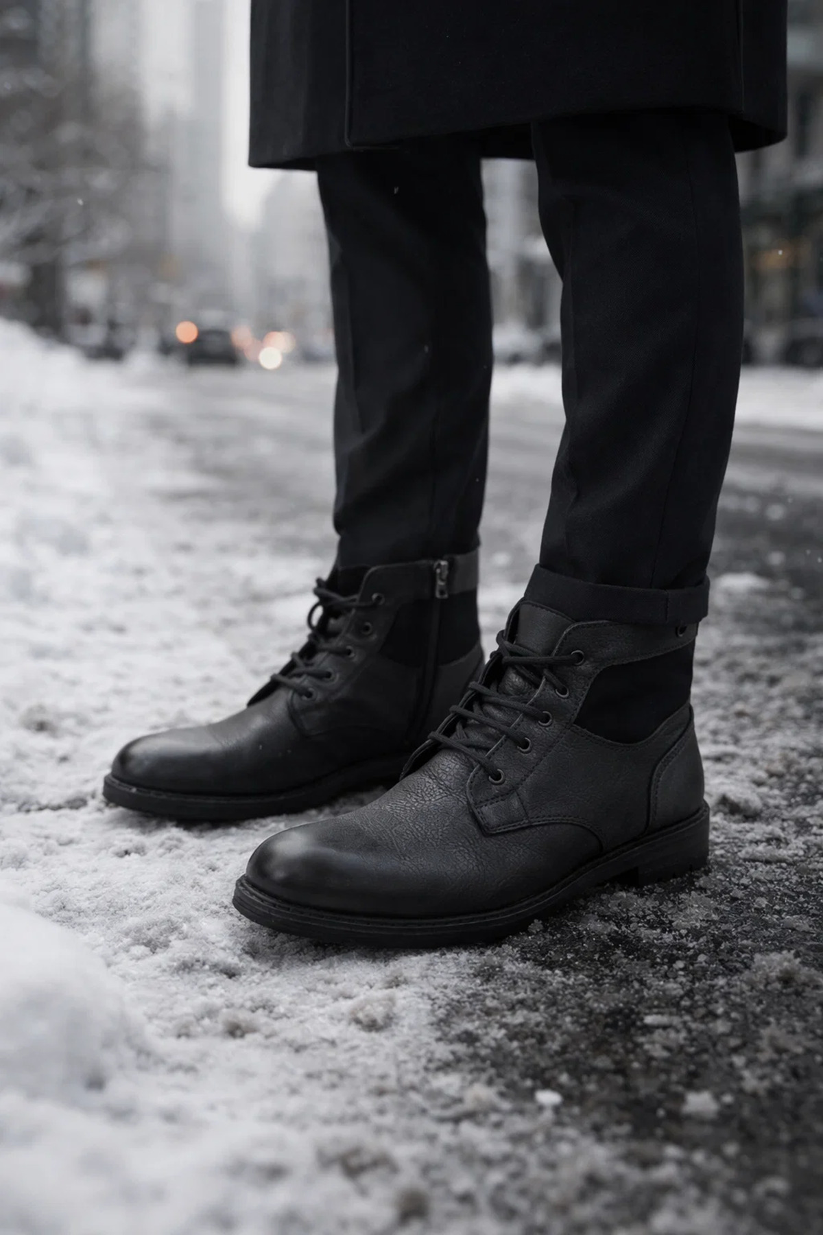 Allien  Timsah Desen Hakiki Deri Fermuarlı Soğuk Geçirmez Ped İşleme Baba Genç Klasik Tommy Tarz Bot - Görsel 4