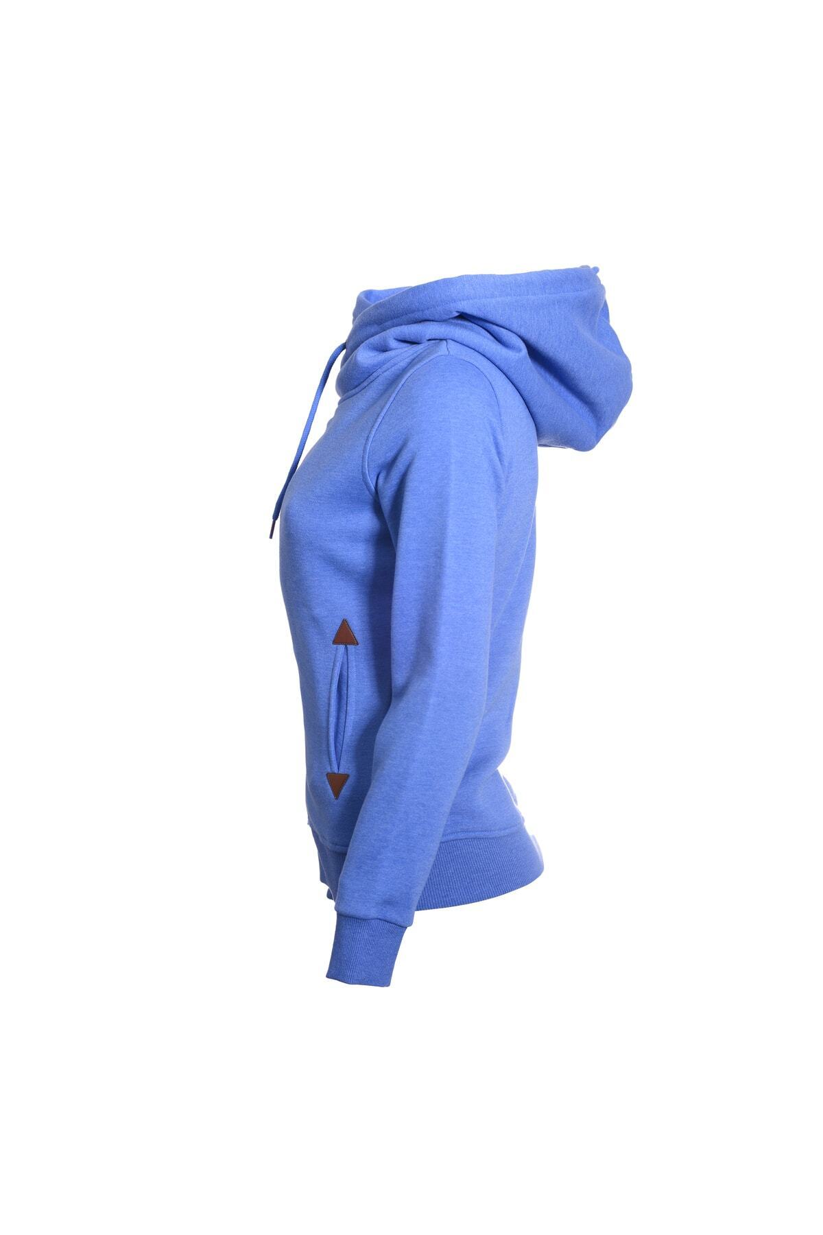 Cresta Tam Fermuarlı Kapüşonlu Kadın Sweatshirt / Ceket Mavi görsel 3