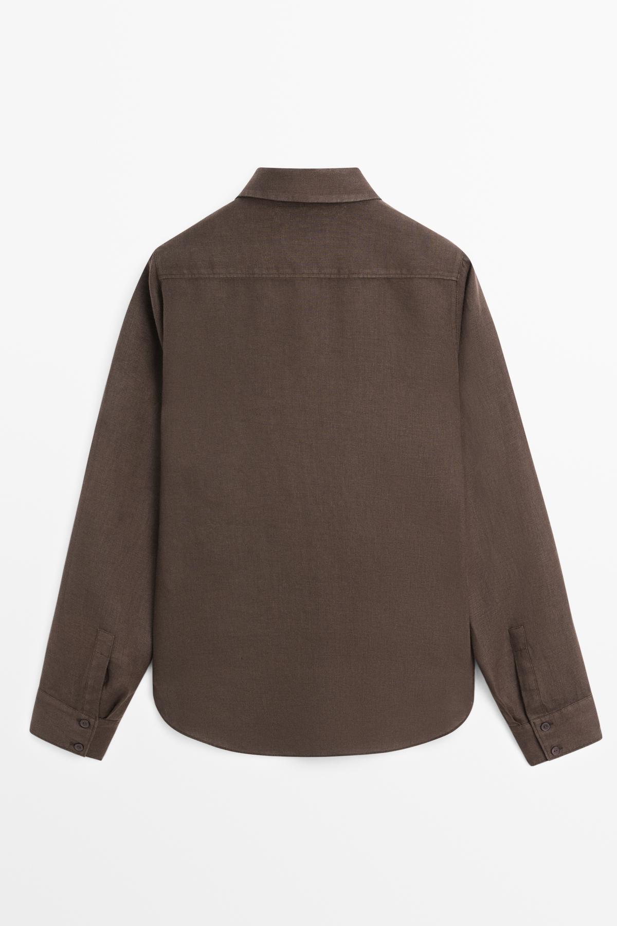 Massimo Dutti  Dökümlü %100 keten gömlek - Görsel 8