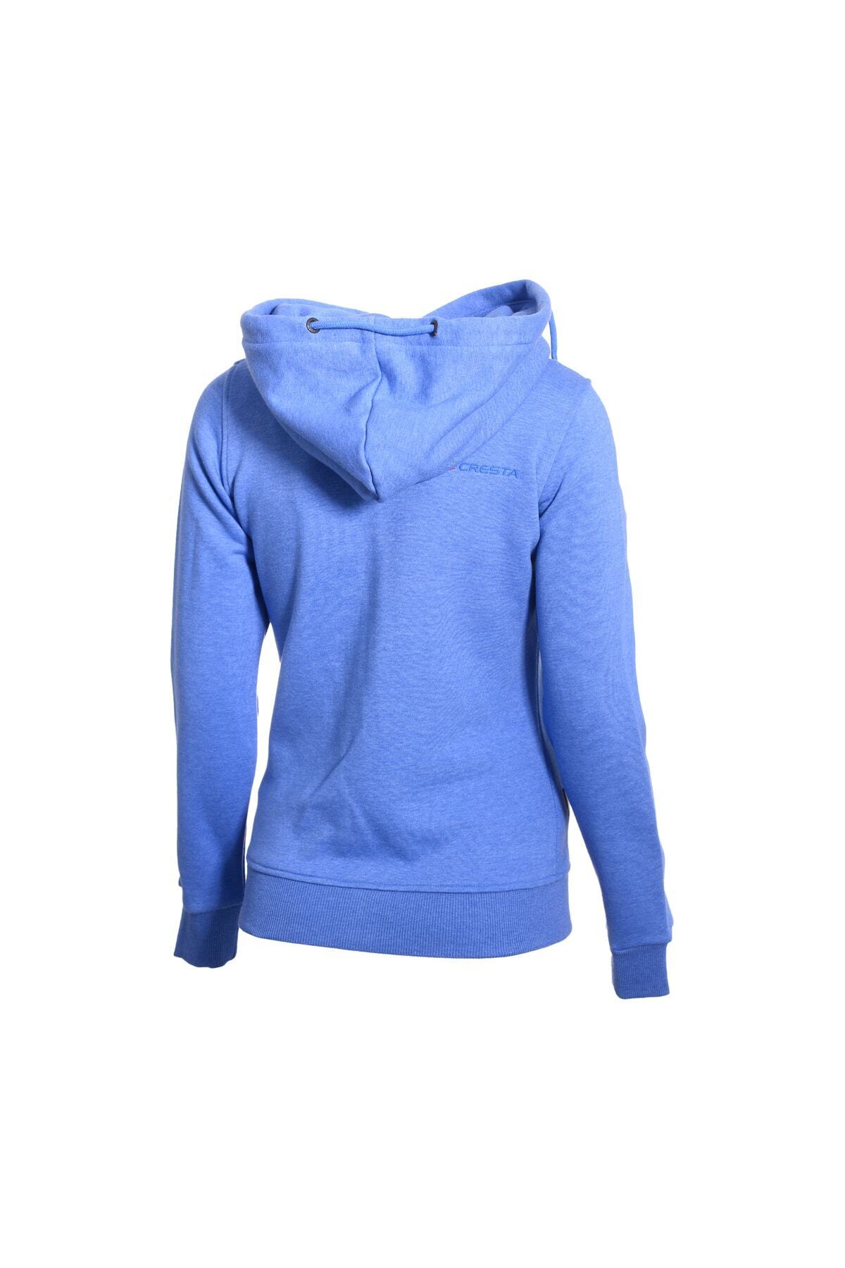 Cresta Tam Fermuarlı Kapüşonlu Kadın Sweatshirt / Ceket Mavi görsel 4