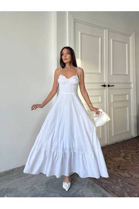 MAXMOOR ELLA Maxi Elbise 3057 - Beyaz