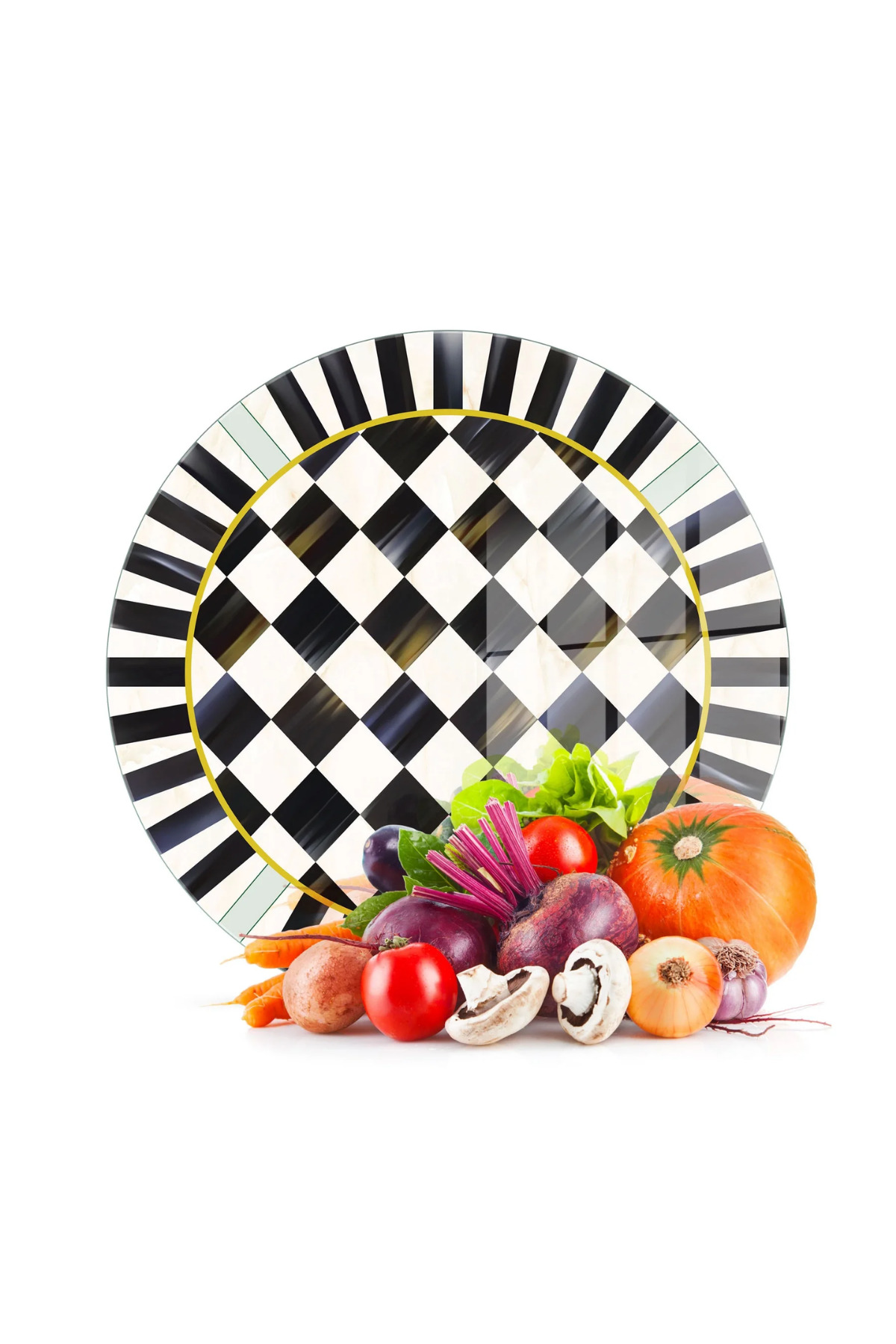 Glass Cutting Board and Presentation Round MacKenzie Pattern 30x30 cm