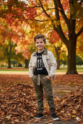 Çelix Kids Erkek Çocuk Gabardin Ceket Ve Jogger Pantolon 3'lü Takım Elbise