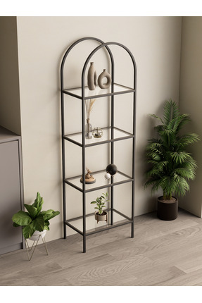 Dekoport İdil Kitaplık Kahve Köşesi Metal Mutfak Rafı Aksesuar Rafı 47 cm Siy...