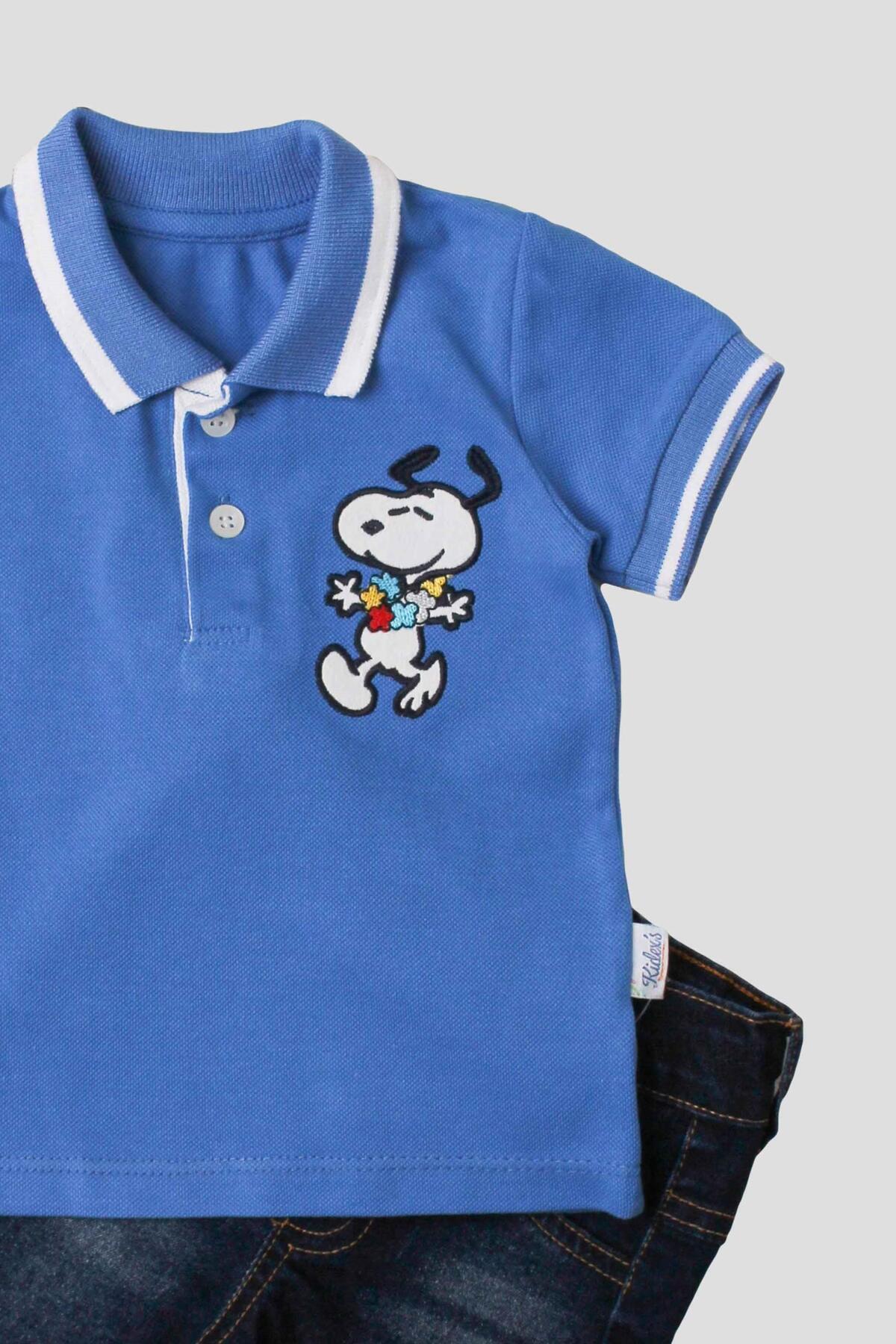 Chicsy Baby Erkek bebek pamuklu polo takım pantolon üst ikili takım düğün doğum günü nişan nikah bayram fotoğrafı 4 (önizleme)