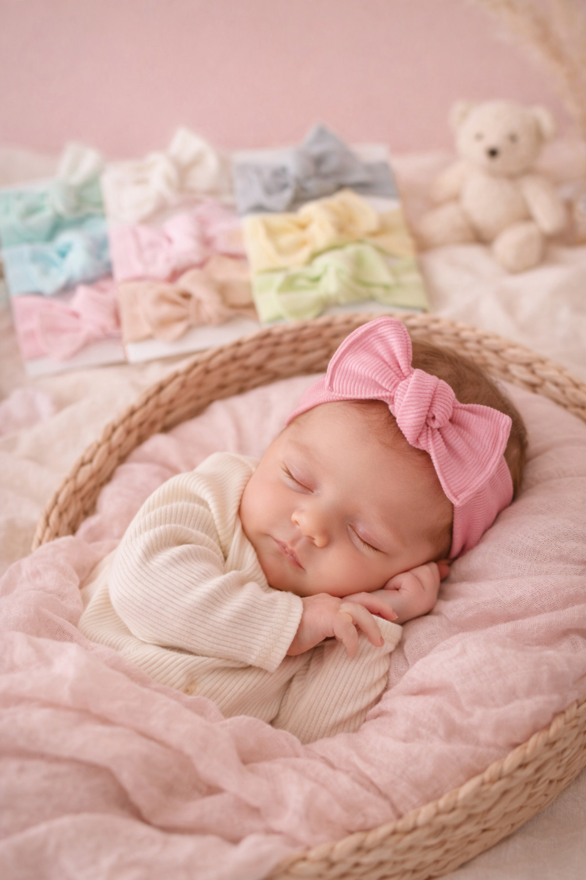 Bebella Kız Bebek Ribana Saç Bandanası – Fiyonk Bağlamalı %100 Pamuklu Hediyelik fotoğrafı 5 (önizleme)