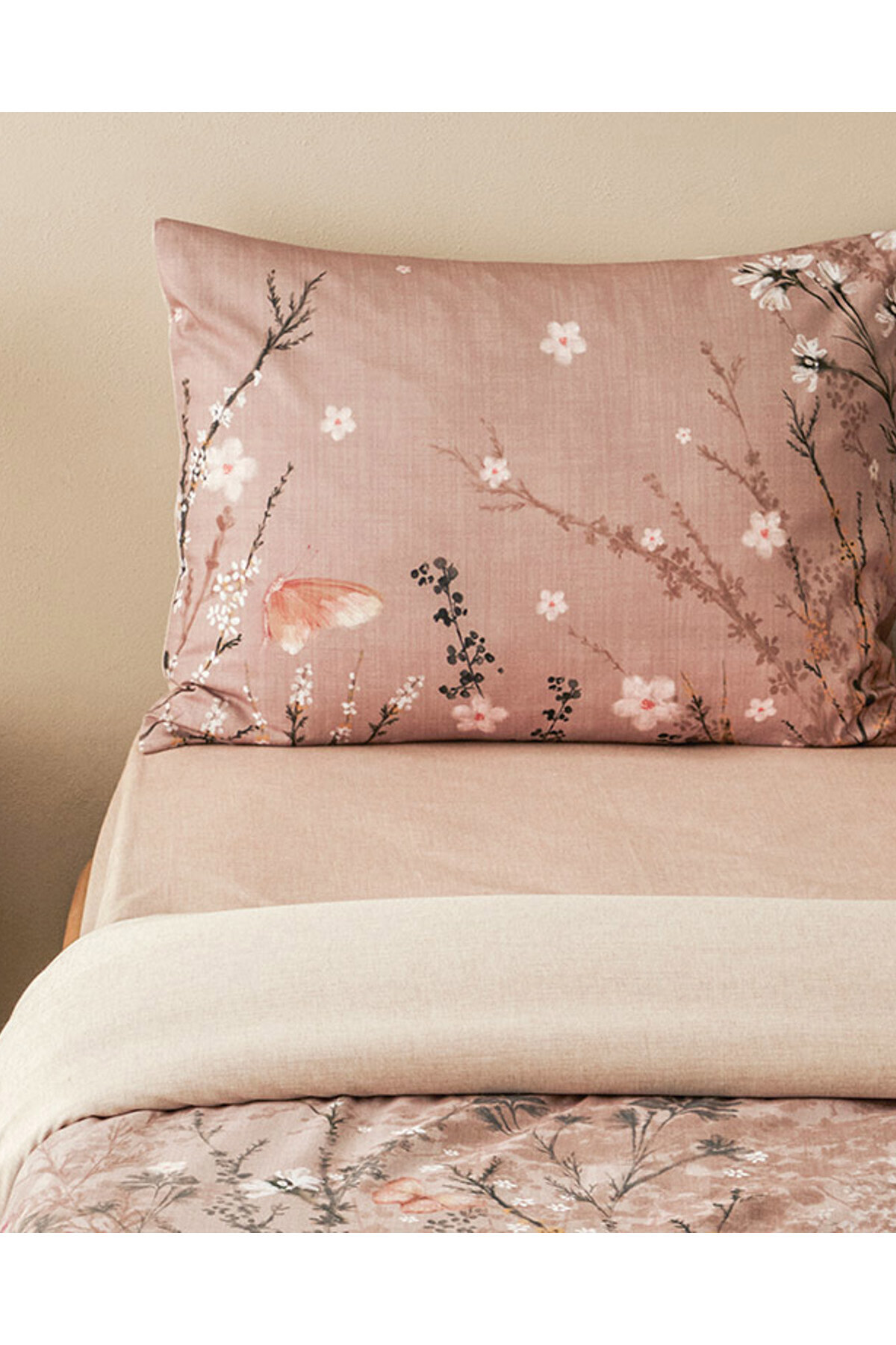 English Home Sweet Spring Dijital Baskılı Soft Cotton Çift Kişilik Çarşaflı Nevresim Takımı 200x220 cm Gül Kurusu fotoğrafı 3 (önizleme)