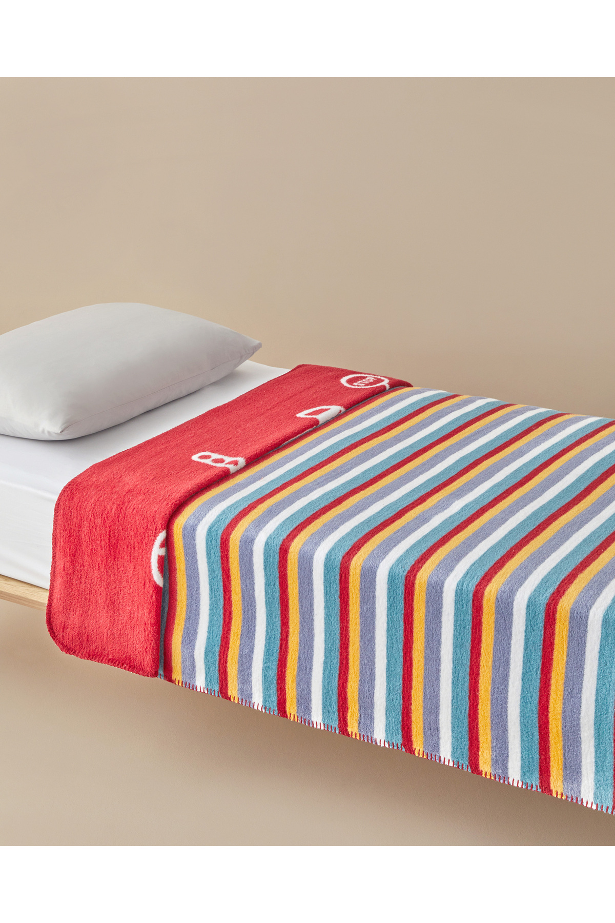 English Home Cheerful Roads Tek Kişilik Çocuk Battaniye 150x200 cm Kırmızı fotoğrafı 2 (önizleme)