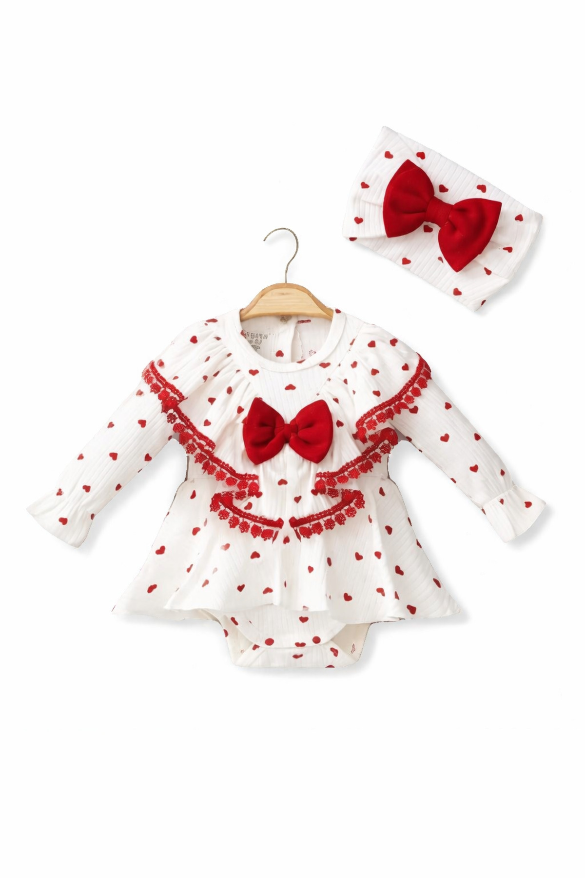 VERONA TARZ Kalpli Kız Bebek Saç Bantlı Romper Salopet Takımı 2 Parça 2li Yenidoğan Kıyafeti fotoğrafı 4 (önizleme)