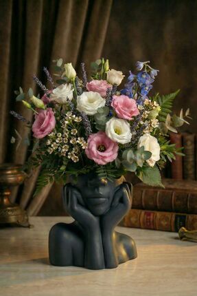 tambana Koyu Gri Dekoratif Vazo Obje Ev Dekorasyon Masa Üstü Dekor Vazo Model 28