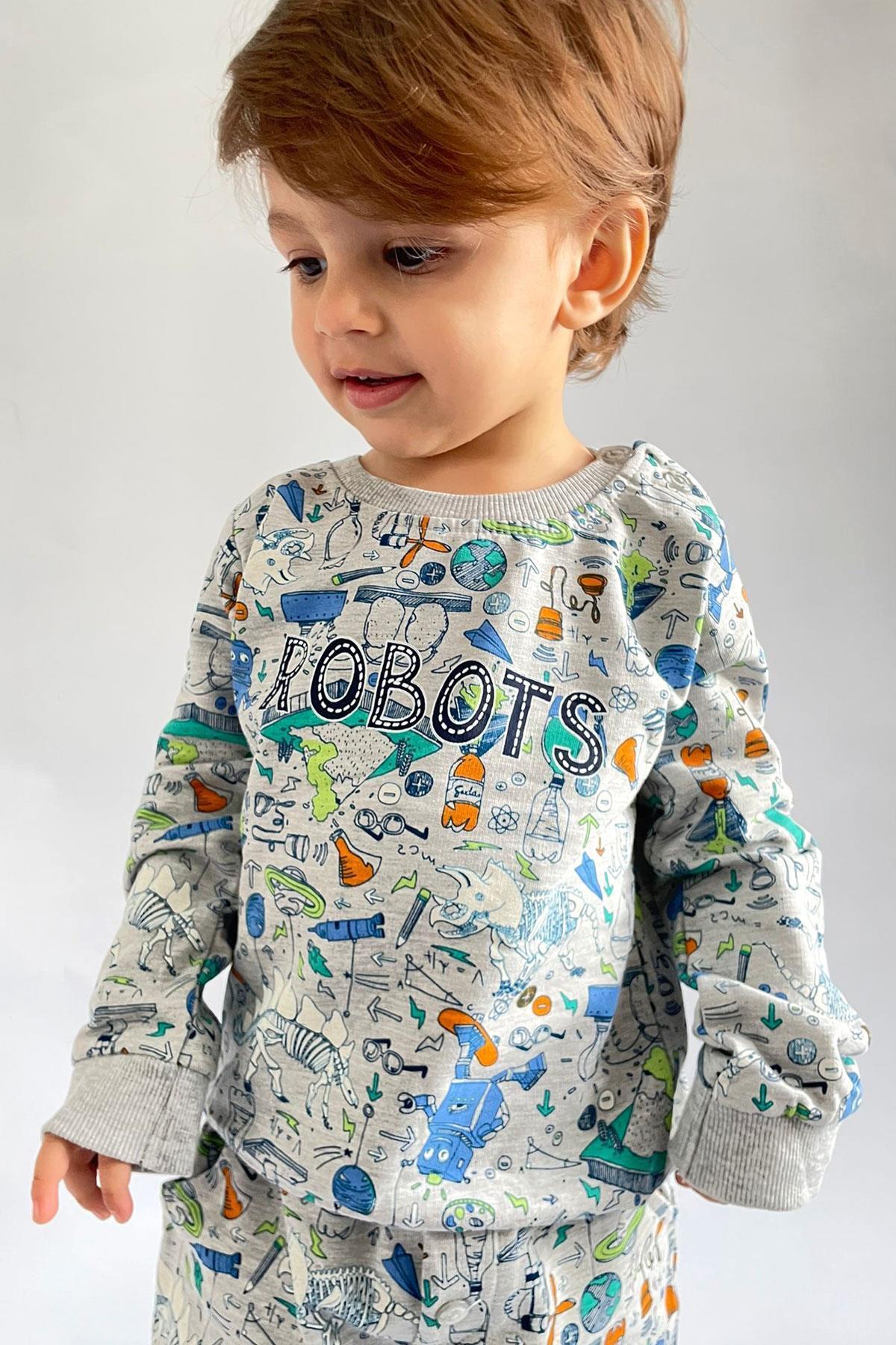 Breeze Erkek Bebek Eşofman Takımı Baskılı Desenli 6 Ay-2 Yaş, Bej fotoğrafı 2 (önizleme)