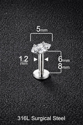 ömay takı Markiz Zirkon Labret 316l Cerrahi Çelik Piercing