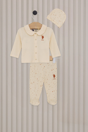U.S. Polo Assn. US POLO KIZ BEBEK PATİKLİ 3LU TAKIM - KREM