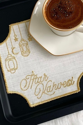 Mora Tekstil Ramazan Temalı Nakışlı Kahve Yanı Sunum Peçetesi 6’lı Set – Gold...